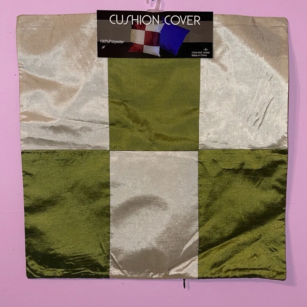 Y2K green decorative Fairycore square pillow pillowcase fairy cottage checker - Picture 1 of 2